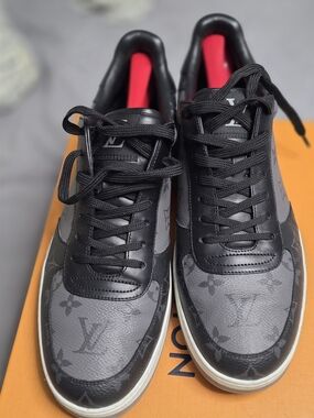 Louis Vuitton Black and Gray Monogram Low-Top Sneakers